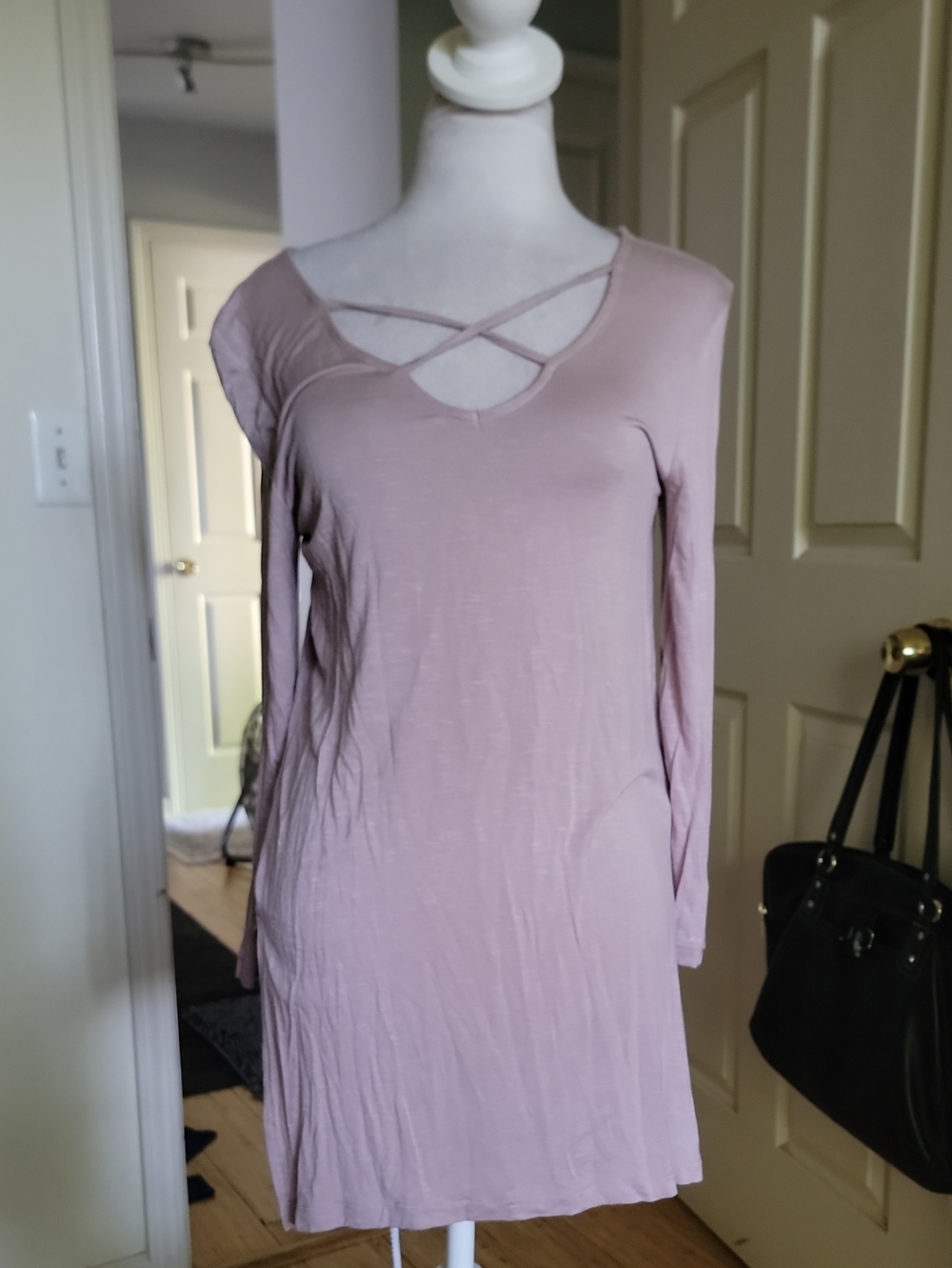 Old Navy Women's Long Sleeve Crisscross Front Tunic - Beige / Mauve Undertone
